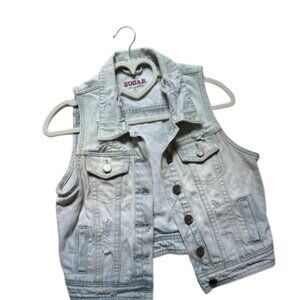 24. Sugar Magnolia Distressed Vintage-Like Denim Vest‎ XS